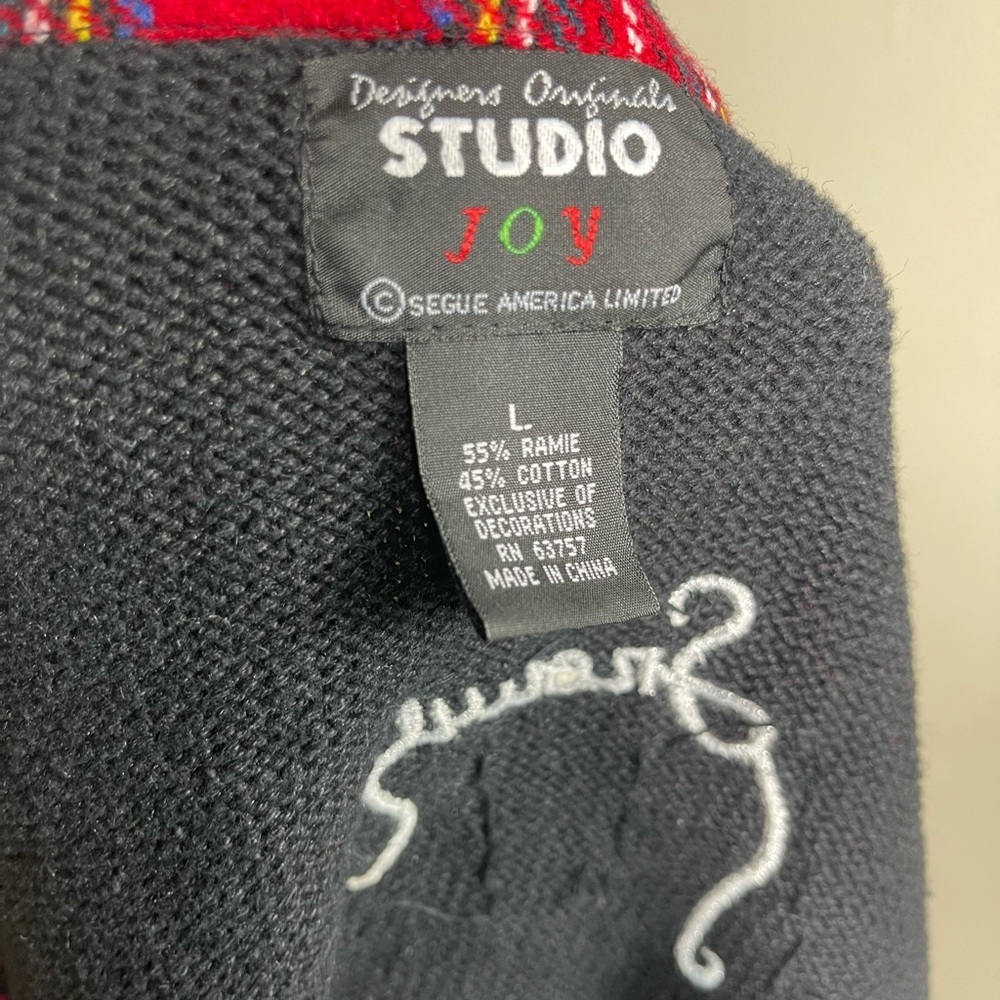 Designers Originals Black  sweaterCardigan with Festive Christmas holiday size L - Picture 7 of 7
